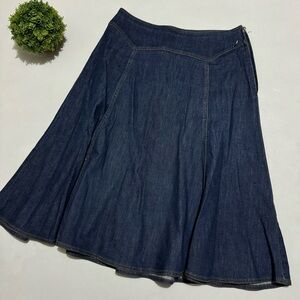 Jones New York Dark Blue Denim Midi Skirt